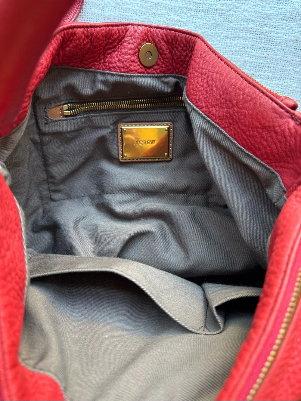 TITLE J Crew Brompton Red Pebbled Leather Hobo Shoulder Crossbody Bag